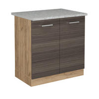 SPÜLENUNTERSCHRANK R-Line Edelgrau 80 cm AP Marmor - Honigeiche/Grau, Holzwerkstoff (80/81.6/60cm) - Vicco