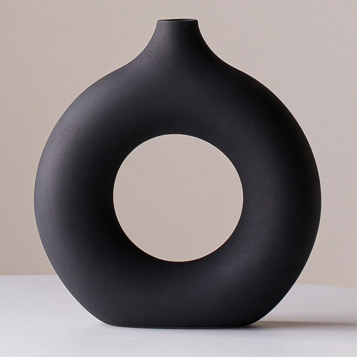 VASE 13 x 1.5 x 14 cm Keramik - Schwarz, Kunststoff (14cm) - LIBRATON