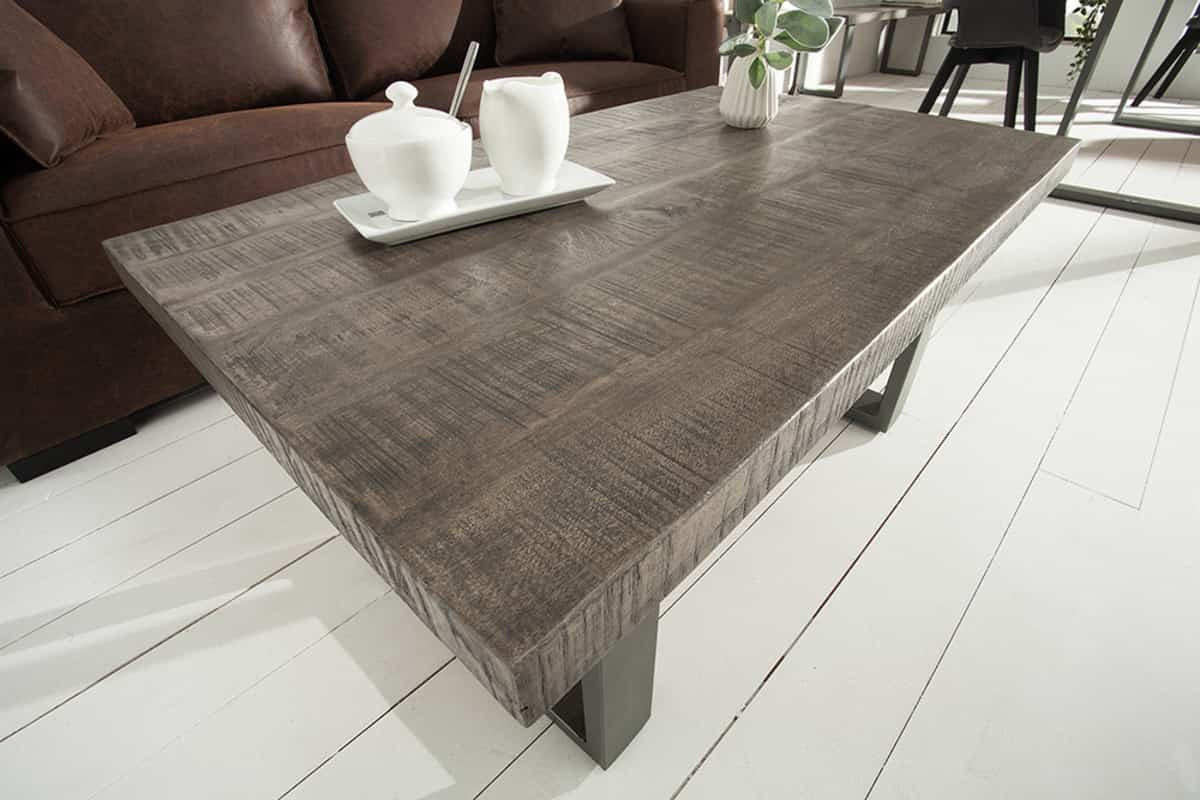COUCHTISCH IRON CRAFT Mango kufen Grau 100cm - Grau, Holz/Metall (60/100/46cm) - riess-ambiente