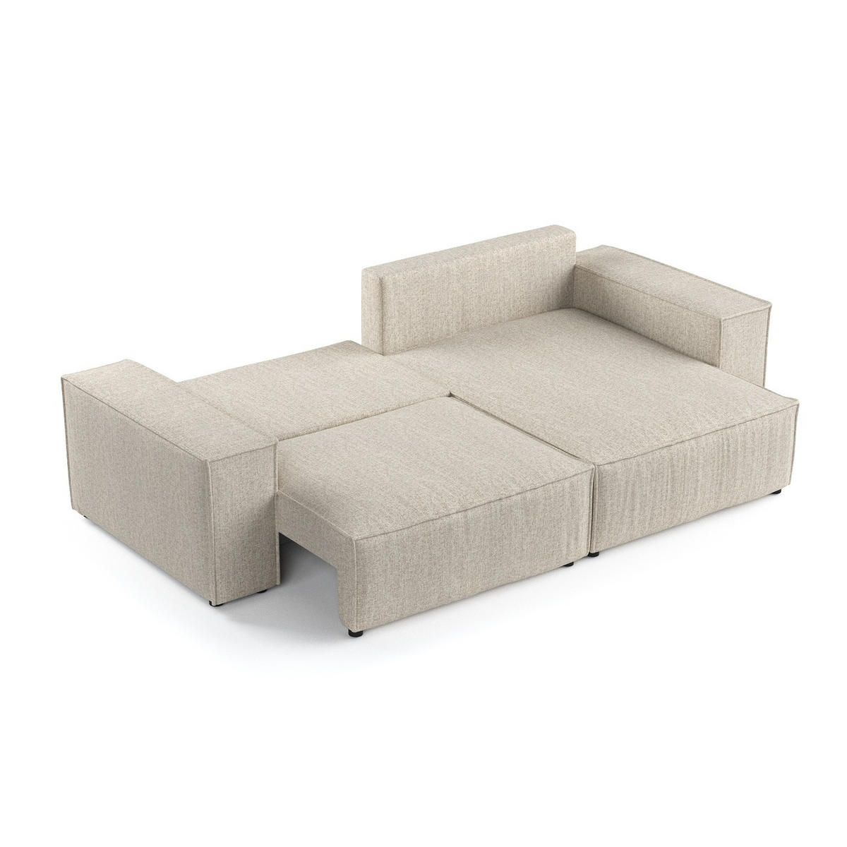 ROHOVÁ SEDAČKA CAVO, textil, Béžová - černá/béžová, dřevo/kompozitní dřevo (255/148cm) - AltaBeds