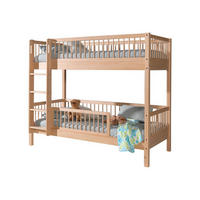 ETAGENBETT Kelci 2x90x200 mit Rausfallschutz Leiter Buche massiv natur - Buchefarben, Holz (90/200cm) - 58aufmkessel