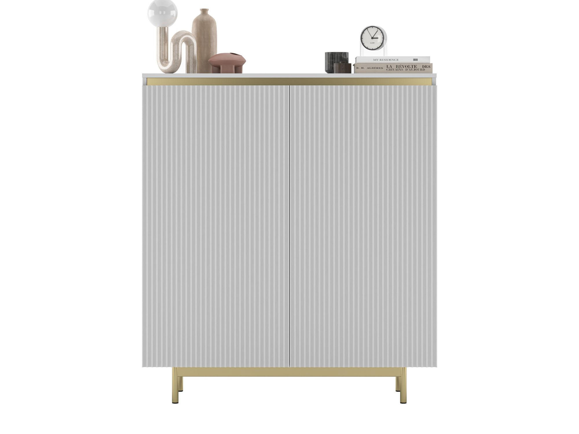 KOMODA Selene 2D mat bijela 111 cm s metalnim okvirom - bijela/zlatne boje, drvni materijal/metal (111/125/35cm) - Meble Lindner