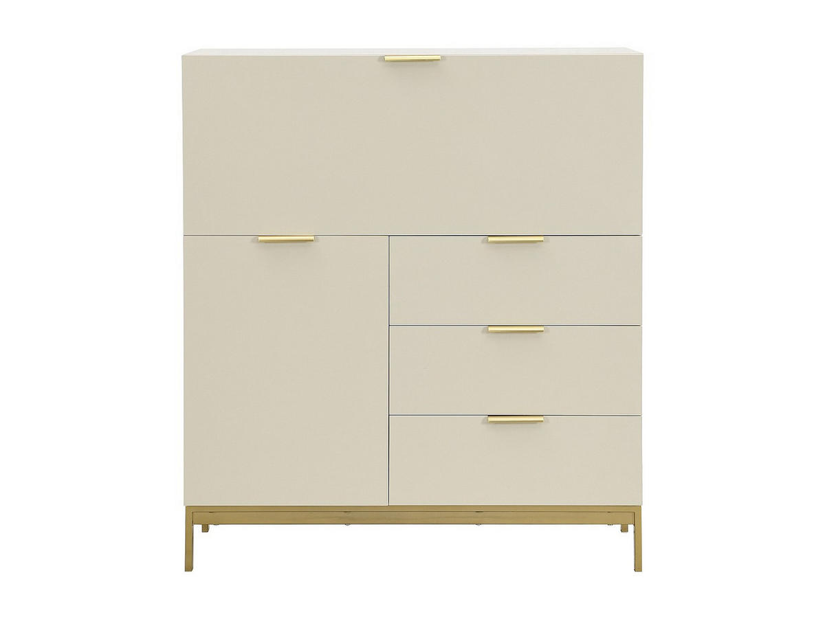 SEKRETÄR mit 2 Türen & 3 Schubladen - MDF & Metall - Beige - ERWIN - Beige, Holz (40/100/115cm) - Vente-Unique
