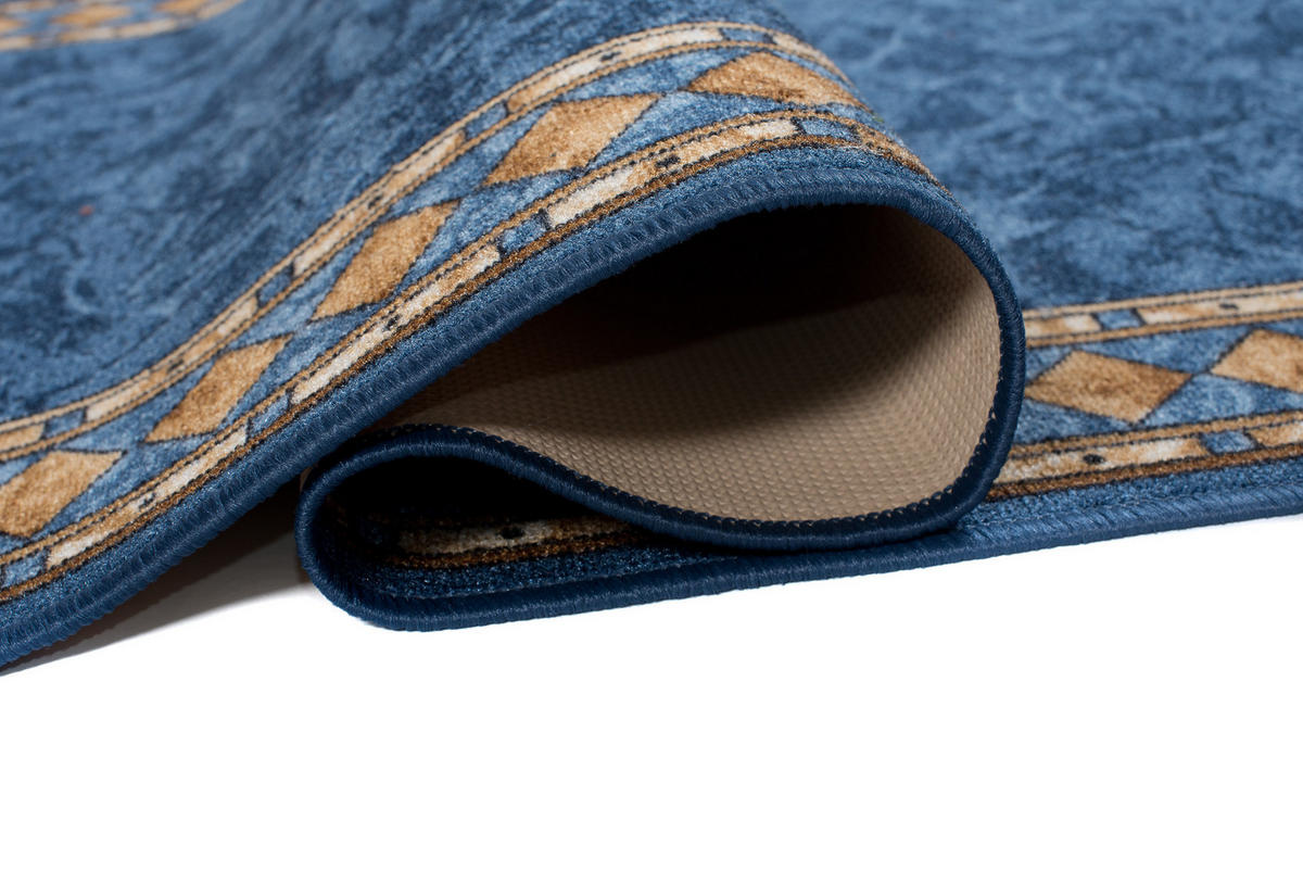 TEPPICHLÄUFER Anti-Rutsch Dunkelblau rutschfest Gummiunterlage 80/100 cm - Dunkelblau, Textil (80/100cm) - Tapiso