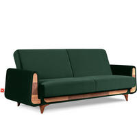 3-SITZER-SCHLAFSOFA GUSTAVO mit Armlehnen, dunkelgrün - Dunkelgrün/Braun, Holz/Holzwerkstoff (230/98/98cm) - KONSIMO®
