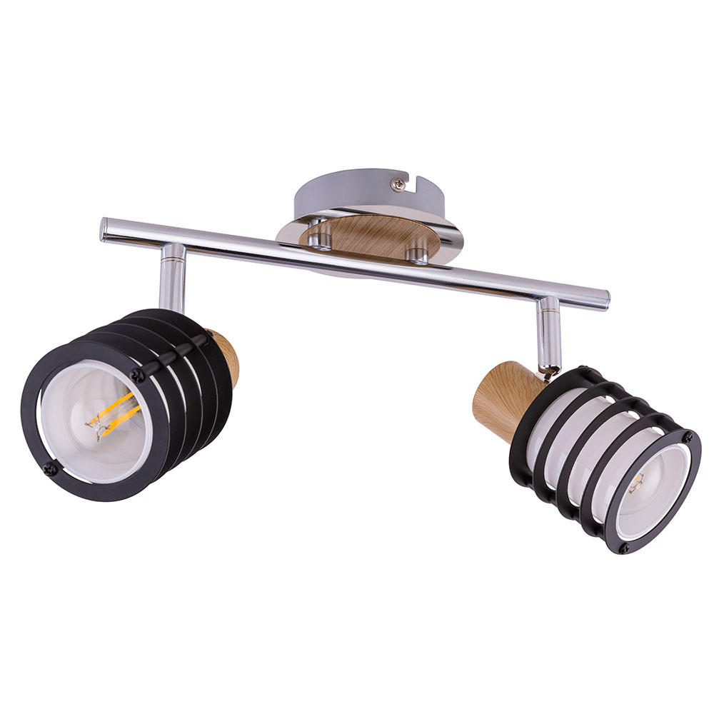 LED DECKENLEUCHTE Chrom Braun Holzoptik - Braun, Holz (28/10/14.5cm) - Globo Lighting