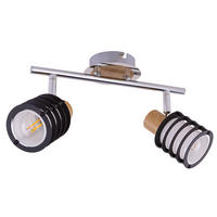 LED DECKENLEUCHTE Chrom Braun Holzoptik - Braun, Holz (28/10/14.5cm) - Globo Lighting