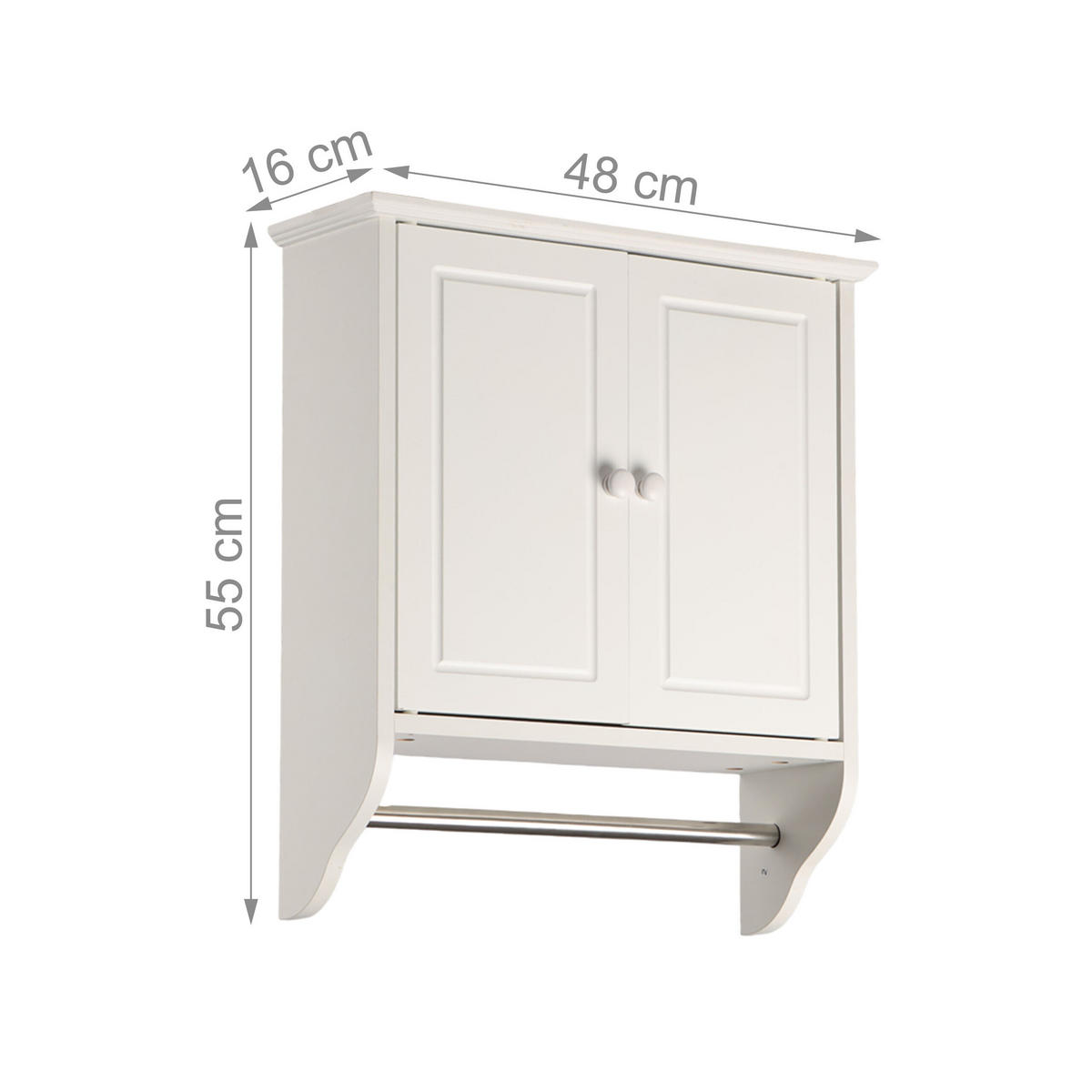 OMARICA - srebrne barve/bela, kovina/leseni material (48/55/16cm) - Relaxdays