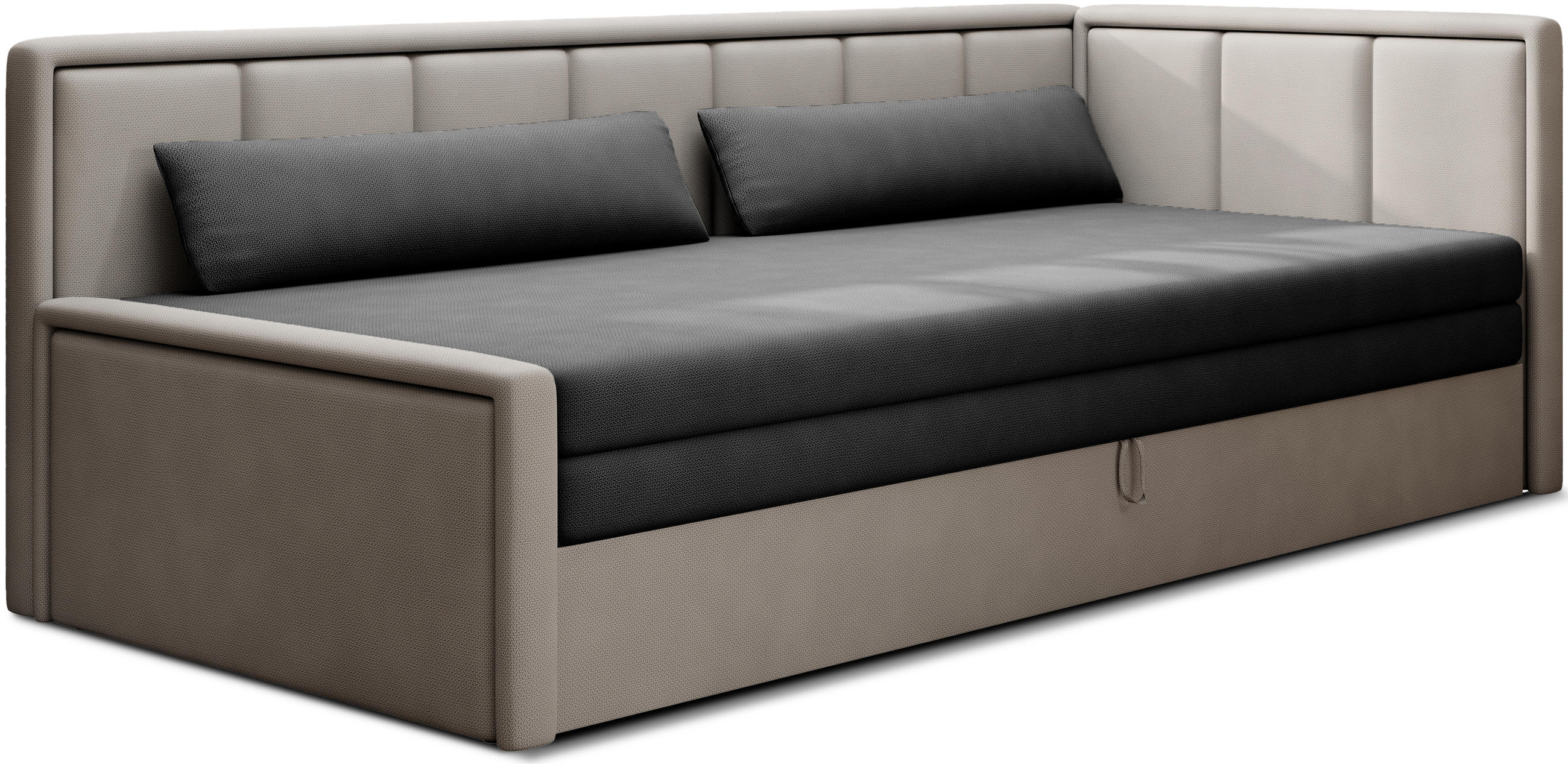 SCHLAFSOFA FULGEO mit Schlaffunktion & Bettkasten – Modernes 3-Sitzer Sofa, Liegefläche 200 x 150 cm - Grau, Kunststoff (214/82/77cm) - Wohnideebilder