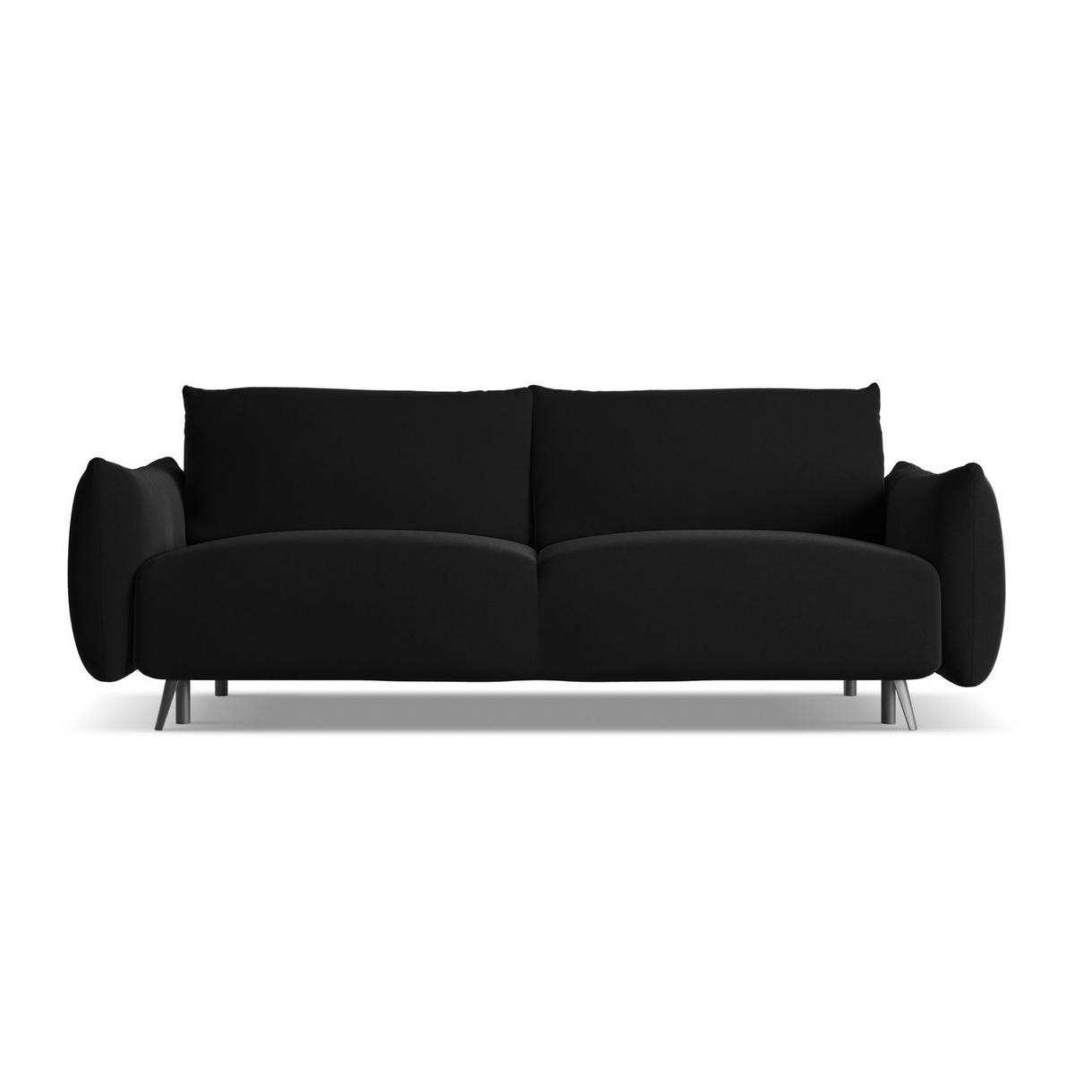 3-SITZER SOFA mit Schlaffunktion Samt Stoff Schwarz - Schwarz, Textil/Metall (230/86/105cm) - LaMiaSofa