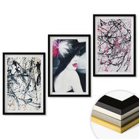 WANDBILDER 3er-Set - 40x60 cm Schwarzer Rahmen - Abstrakte Farbmuster Hut - Schwarz, Kunststoff (40/60cm) - ArtPrintCave