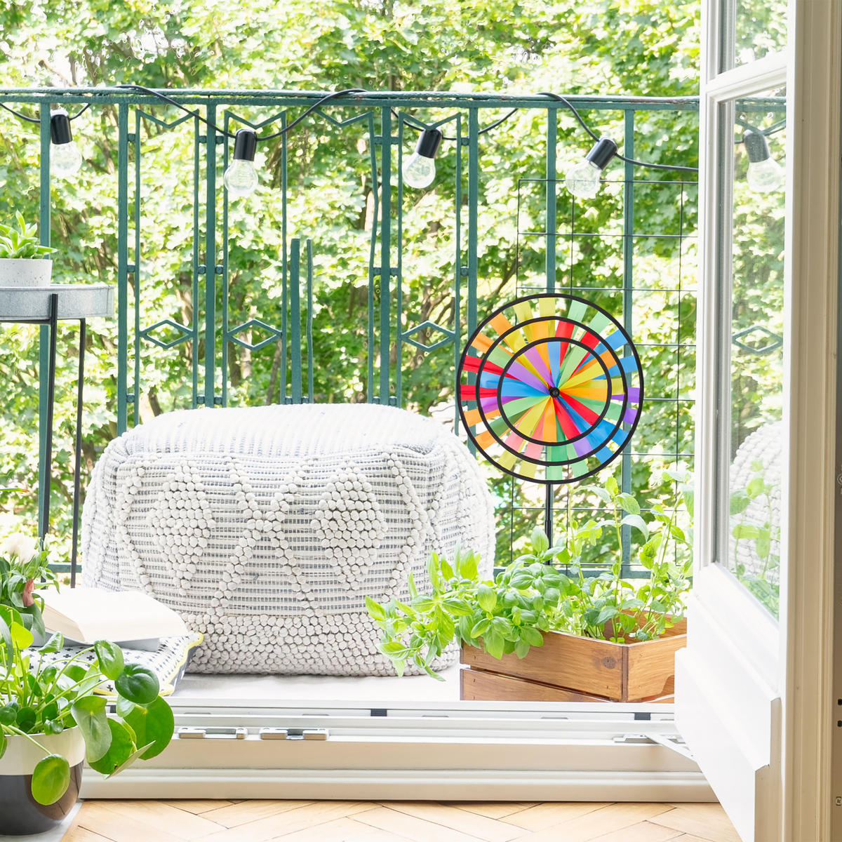 WINDRAD - Multicolor, Kunststoff/Textil (35.5/73.5/15cm) - Relaxdays