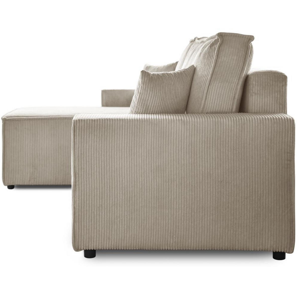 ECKSCHLAFSOFA mit Schlaffunktion Hektor beige - Beige/Schwarz, Kunststoff/Textil (277/152cm) - Beautysofa