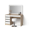 SCHMINKTISCH Imola Weiß/Sonoma mit LED-Spiegel und Hocker - Weiß/Sonoma Eiche, Holzwerkstoff (120/75/55cm) - Livinity®