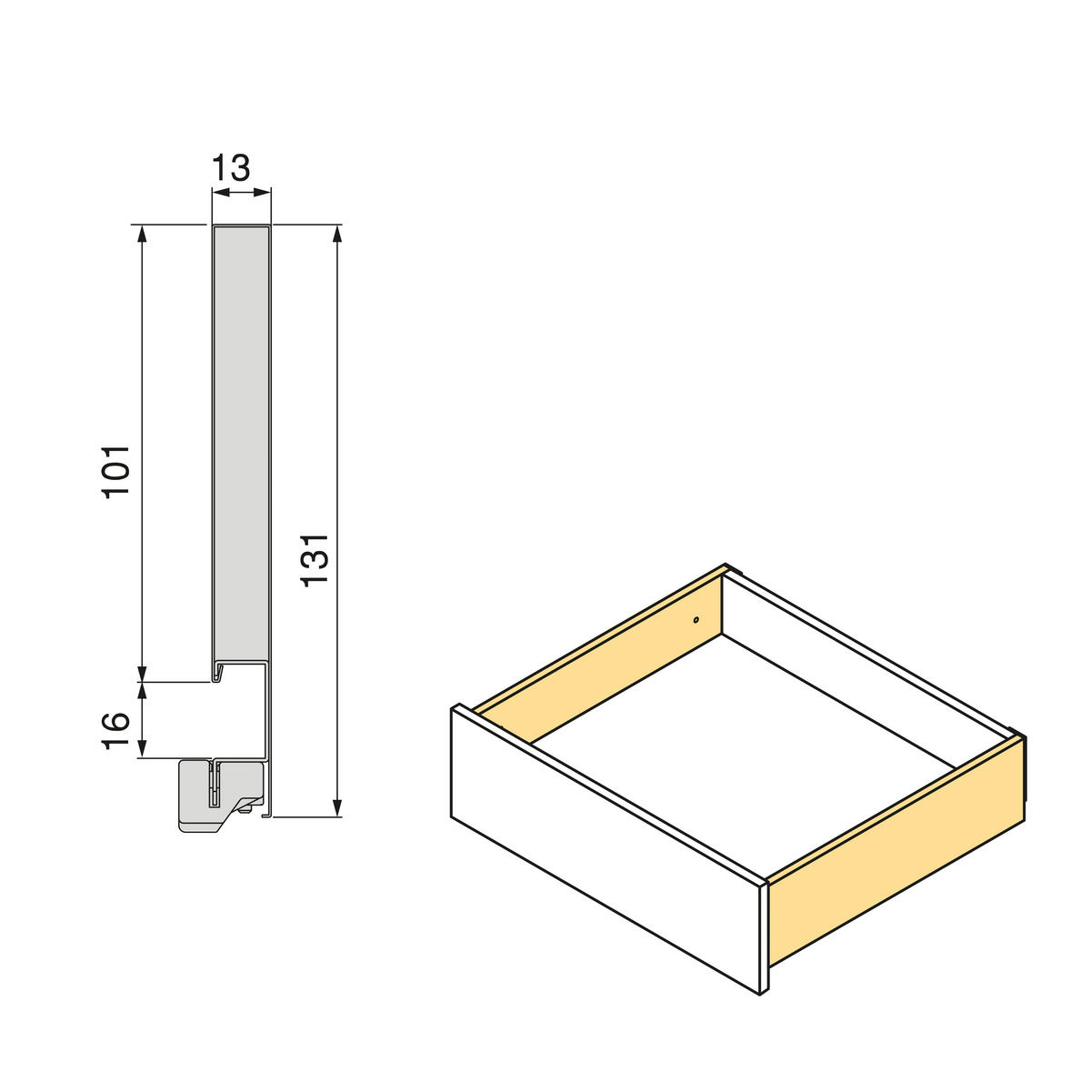 AUSSENSCHUBLADE Vertex mit 3D-Regelung, Höhe 131mm, 60Kg, Tiefe 500mm, Stahl, Anthrazitgrau - Anthrazit, Metall (1.3/14/50cm) - EMUCA