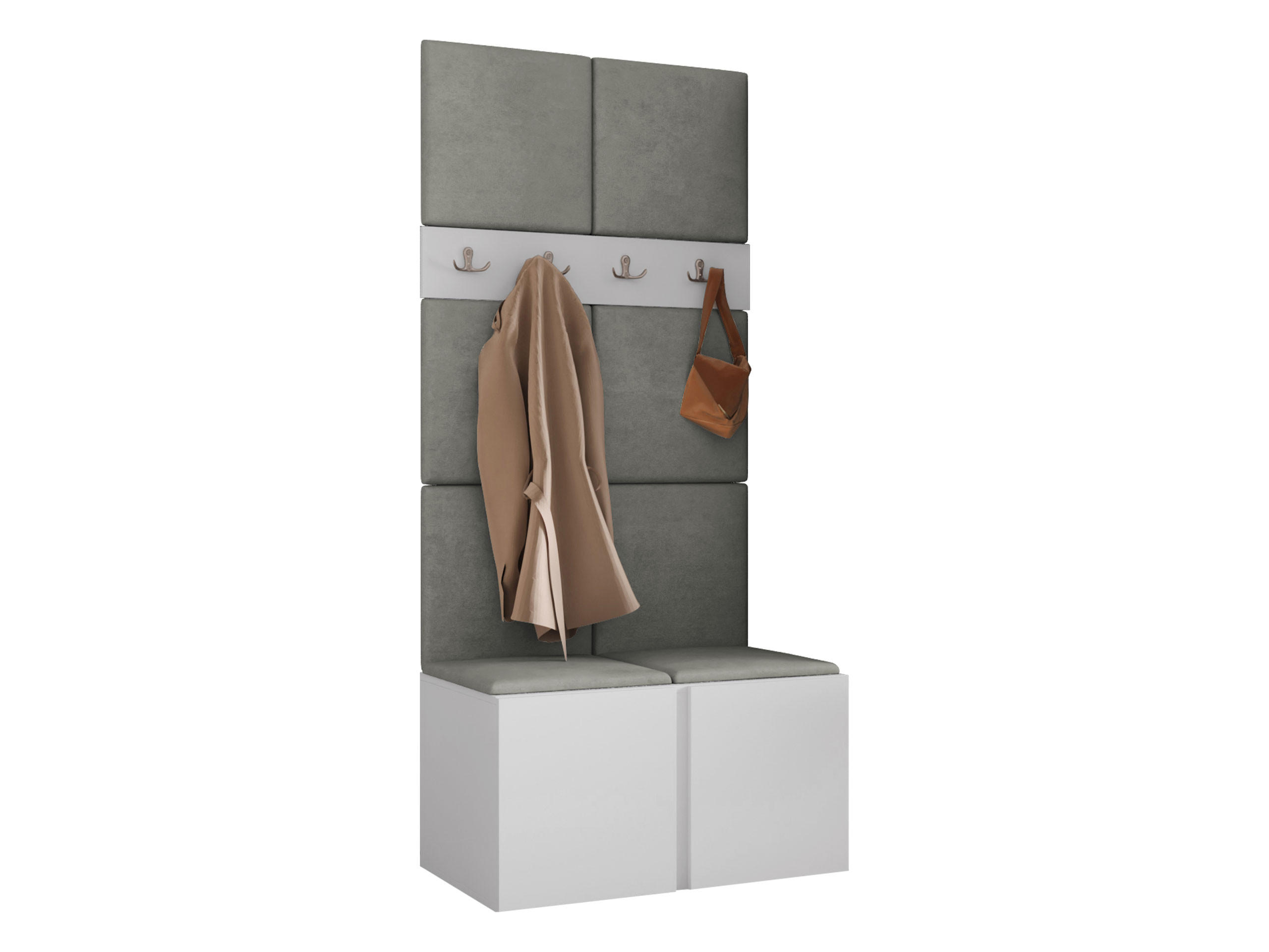 GARDEROBEN-SET Orion IV - Weiß/Grau, Holzwerkstoff/Kunststoff (84/186/46cm) - MIRJAN24