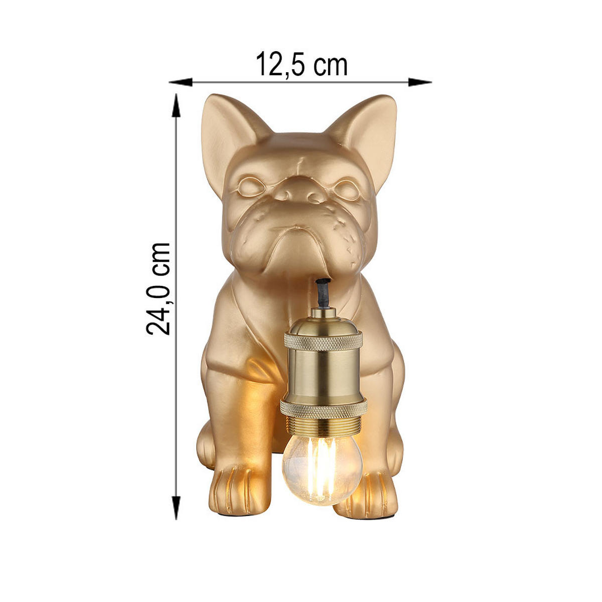 TISCHLEUCHTE Keramik Metall Gold Hundedesign - Goldfarben, Metall (19.5/12.5/24cm) - Globo Lighting