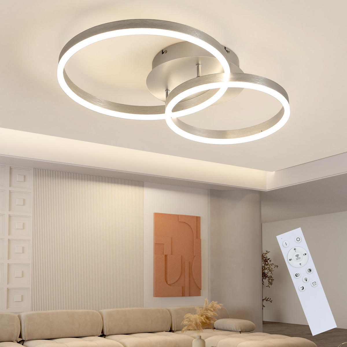 LED-DECKENLEUCHTE Jensk 30/24/40 cm - Silberfarben, Metall (40/30/24cm) - ZMH