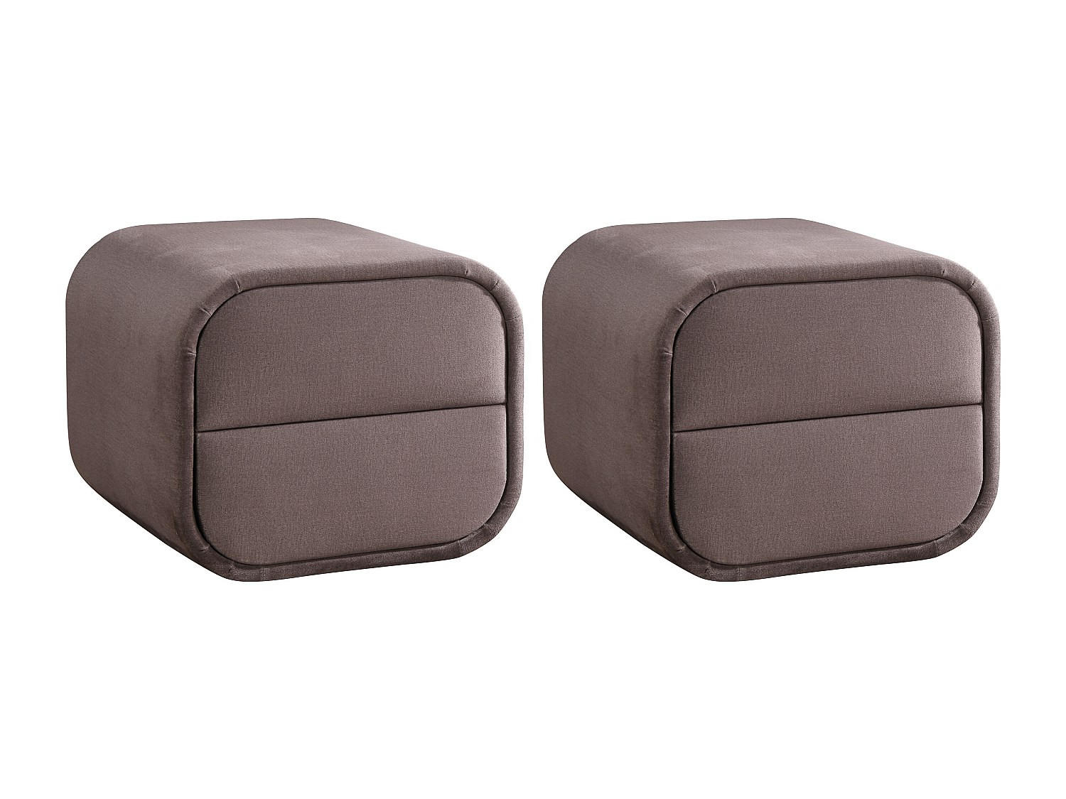 2ER-SET Nachttische - 45,5 x 42 cm - stoff - taupe - Venalora - Taupe, Textil (45.5/38.5/42cm) - Vente-Unique