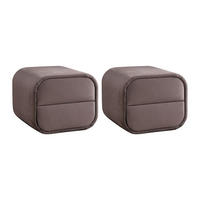 2ER-SET Nachttische - 45,5 x 42 cm - stoff - taupe - Venalora - Taupe, Textil (45.5/38.5/42cm) - Vente-Unique