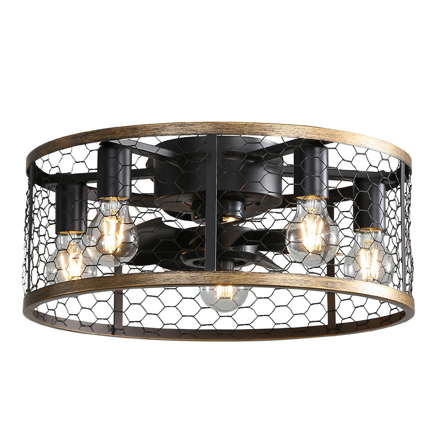 DECKENVENTILATOR DE-16319 20 Zoll Cage-Design reversibel - Schwarz, Kunststoff/Metall (50.8/50.8/18cm) - ComfortXL