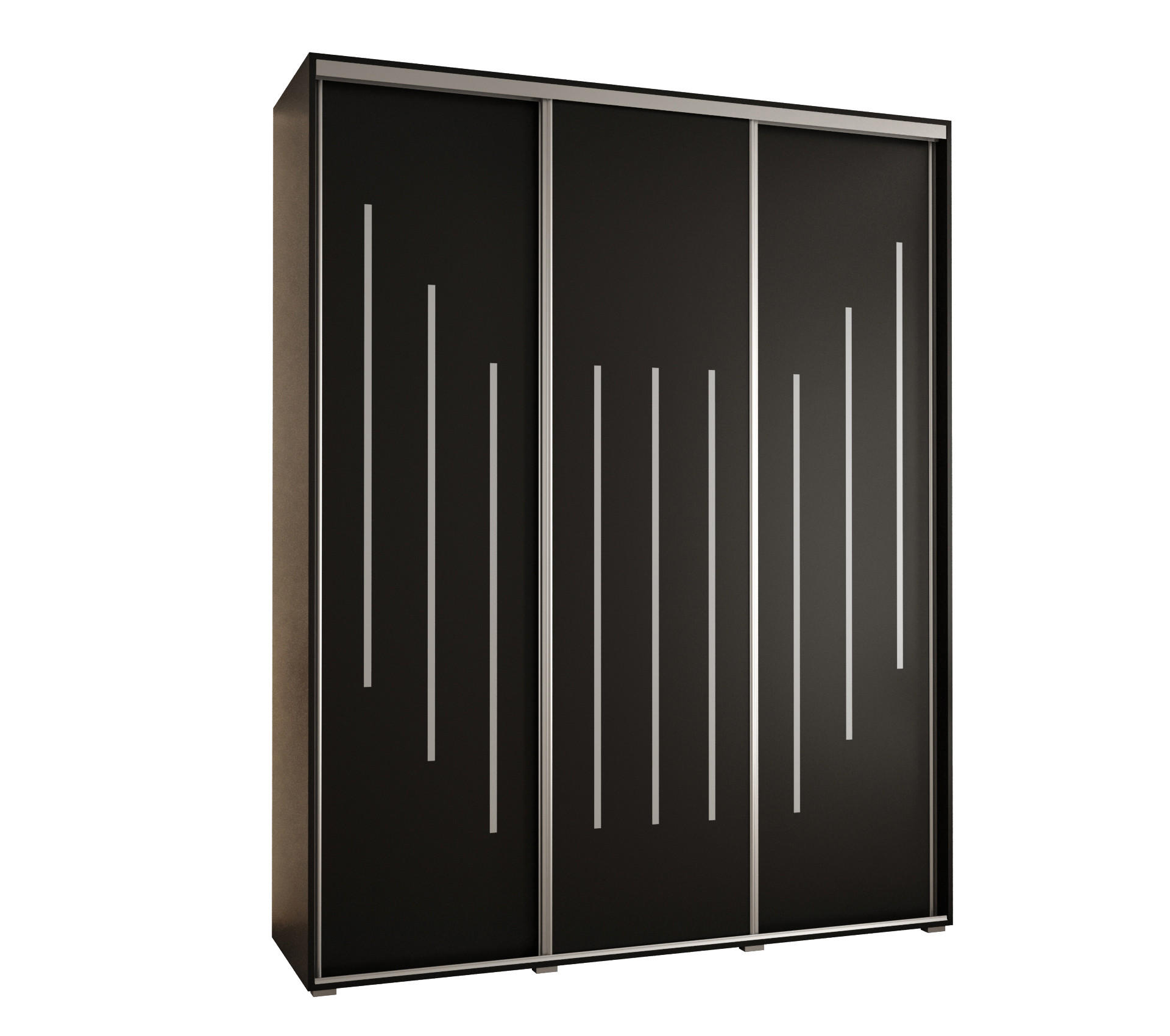 Abiks Möbel Schwebetürenschrank Schwarz, Schwarz, Silber 190x235x60 cm