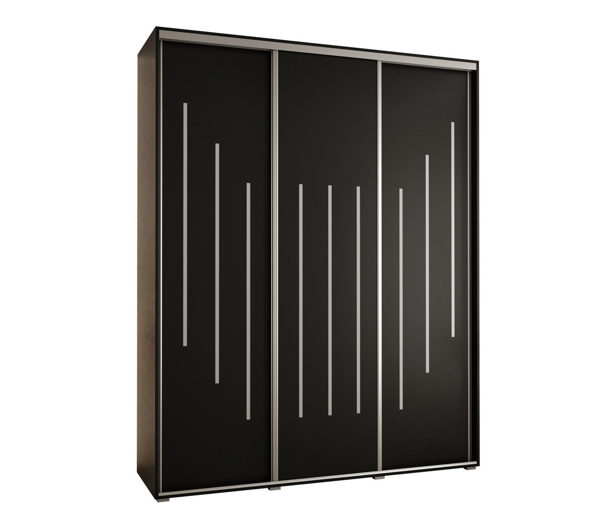 SCHWEBETÜRENSCHRANK 235,2/200/60 3-türig - Silberfarben/Schwarz, Holz/Metall (200/235/60cm) - Abiks Möbel