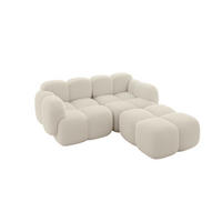 ECKSOFA modulares Sofa Rechts Miko-L1 214x205x75 Beige Bouclé - Sandfarben/Schwarz, Holzwerkstoff/Kunststoff (214/205cm) - ALTDECOR