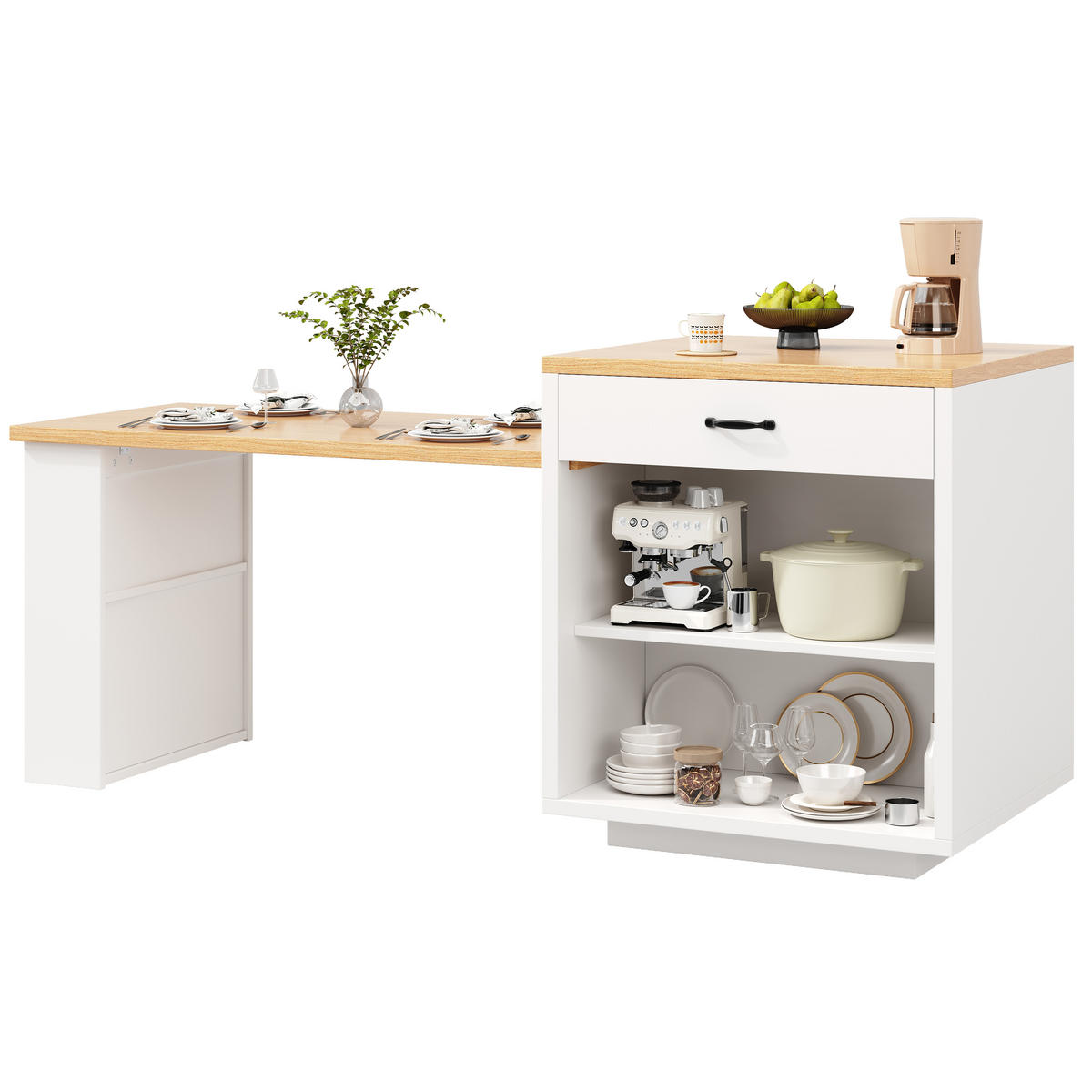 BARTISCH DE-38366 126/196 cm ausziehbar mit LED-Beleuchtung Holzfarbe - Weiß, Holzwerkstoff (59/126/94cm) - ComfortXL