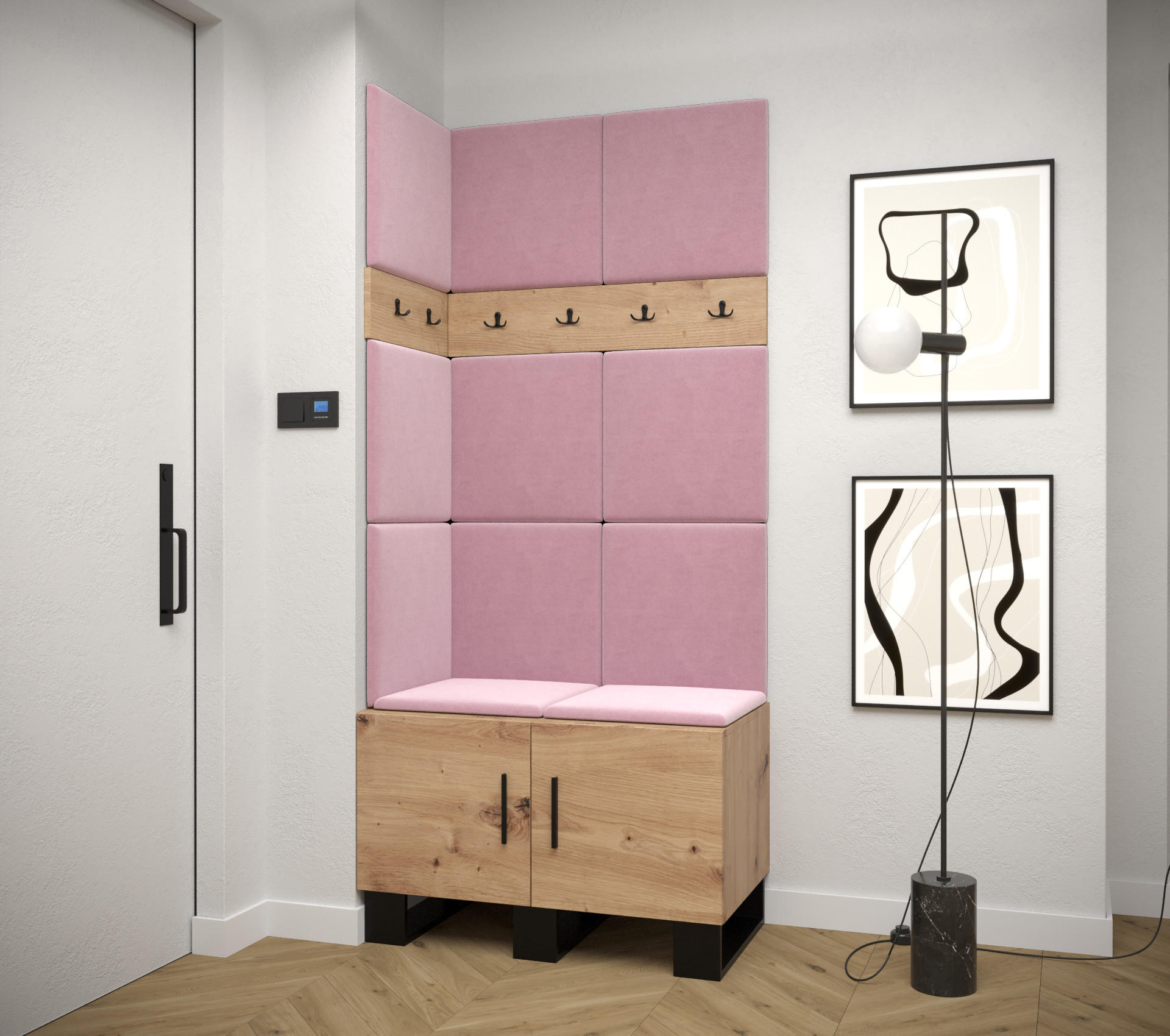 GARDEROBEN-SET 196/84/45,6 - Pink/Schwarz, Holz/Kunststoff (84/196/45.6cm) - Abiks Möbel