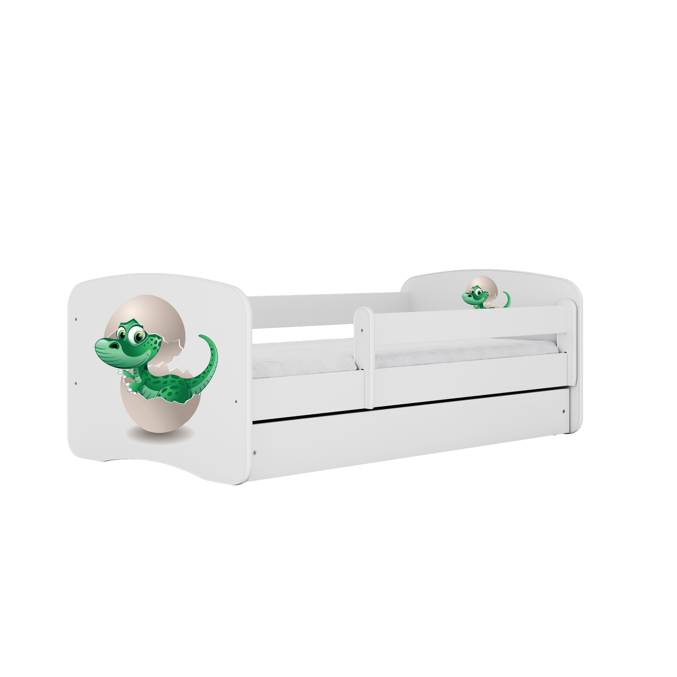 KINDERBETT Kleindino mit Schublade 180/80 90/61/184 - Weiß, Holzwerkstoff (80/180cm) - RAUMHIRSCH FURNITURE