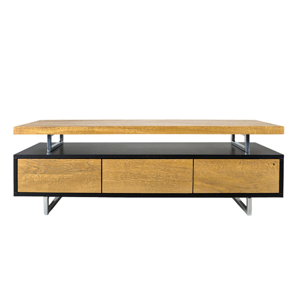 FERNSEHSCHRANK aus Eichenholz und laminierter Platte auf Metallbeinen NESCA II - Eichefarben, Holz (135/45/40cm) - Rawood Furniture