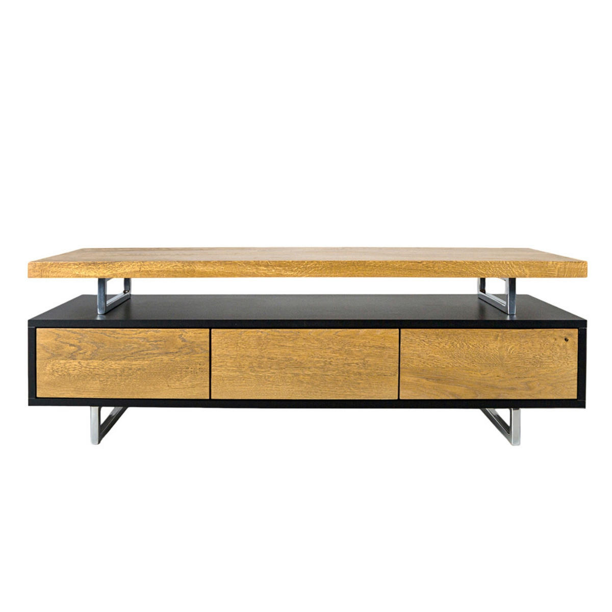 FERNSEHSCHRANK aus Eichenholz und laminierter Platte auf Metallbeinen NESCA II - Eichefarben, Holz (135/45/40cm) - Rawood Furniture