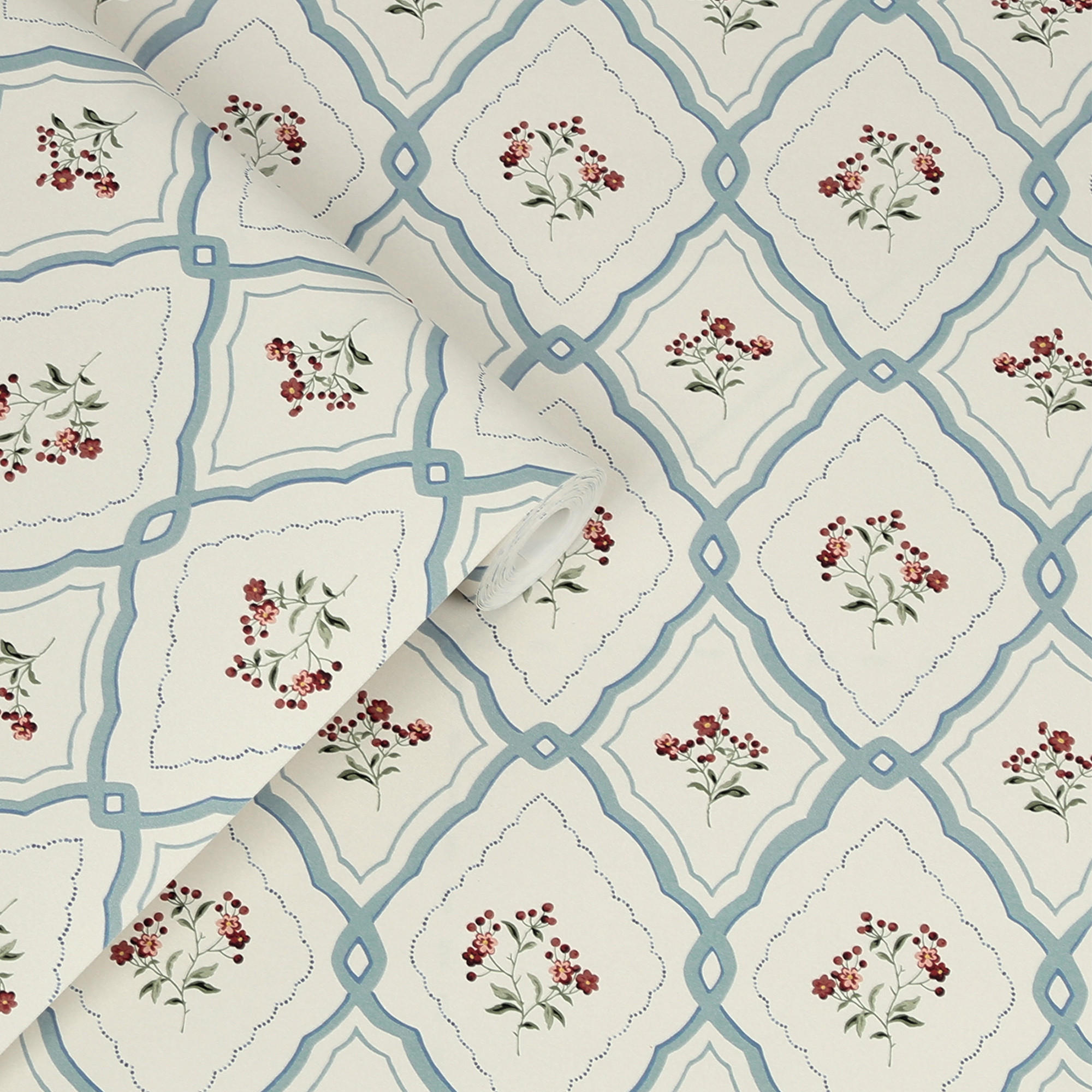 VLIESTAPETE Pinford Trellis Pale Seaspray Blue - Hellblau, Papier/Kunststoff (52/1000cm) - Graham & Brown
