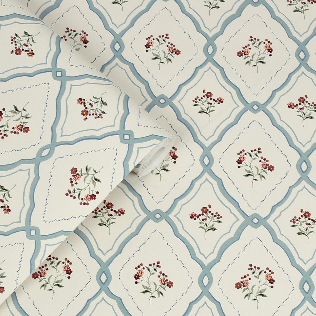 VLIESTAPETE Pinford Trellis Pale Seaspray Blue - Hellblau, Papier/Kunststoff (52/1000cm) - Graham & Brown