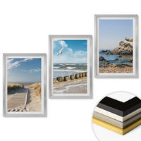 WANDBILDER 3er Set - 40x60 cm Silberner Rahmen - Strand Holzsteg Klippen - Silberfarben, Kunststoff (40/60cm) - ArtPrintCave