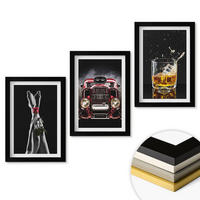 WANDBILDER 3er-Set - 20x30 cm Schwarzer Rahmen - Frauenbeine Rosenauto Whisky - Schwarz, Kunststoff (20/30cm) - ArtPrintCave