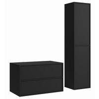 KOUPELNOVÁ SESTAVA Mali 80 cm matná černá - s Hochschrank - 80 x 46 x 54 cm - černá, dřevo (60/54/46cm) - Badplaats