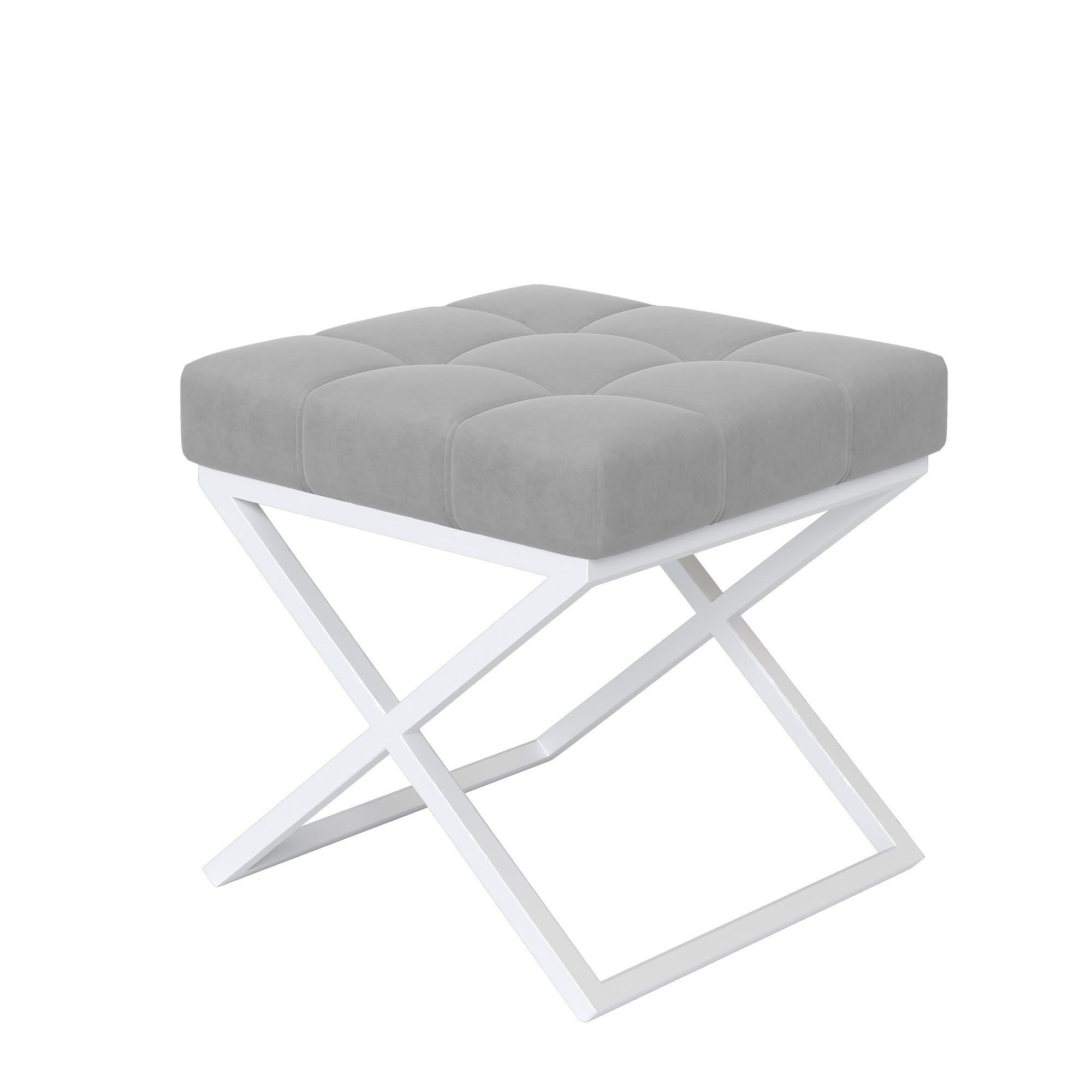 HOCKER LIND 45/45/45 cm, Weiß / Grau - Weiß/Grau, Textil/Metall (45/45/45cm) - Idohome