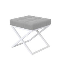 HOCKER LIND 45/45/45 cm, Weiß / Grau - Weiß/Grau, Textil/Metall (45/45/45cm) - Idohome