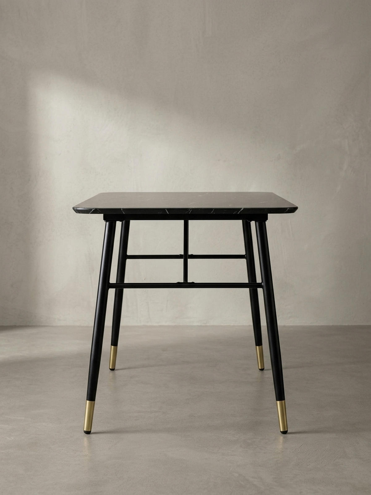 ESSTISCH Marmoroptik Metall Rechteckig Modern Klein, Schwarz 160x80x76 cm - Goldfarben/Schwarz, Holzwerkstoff/Metall (80/160/76cm) - KADIMA DESIGN