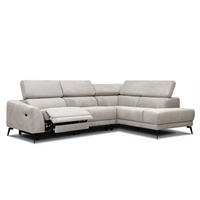 ECKSOFA LARS 5-Sitzer, 1 Relax, verstellbare Kopfstützen, beige - Beige/Schwarz, Holzwerkstoff/Textil (284/201cm) - Courtois Laville