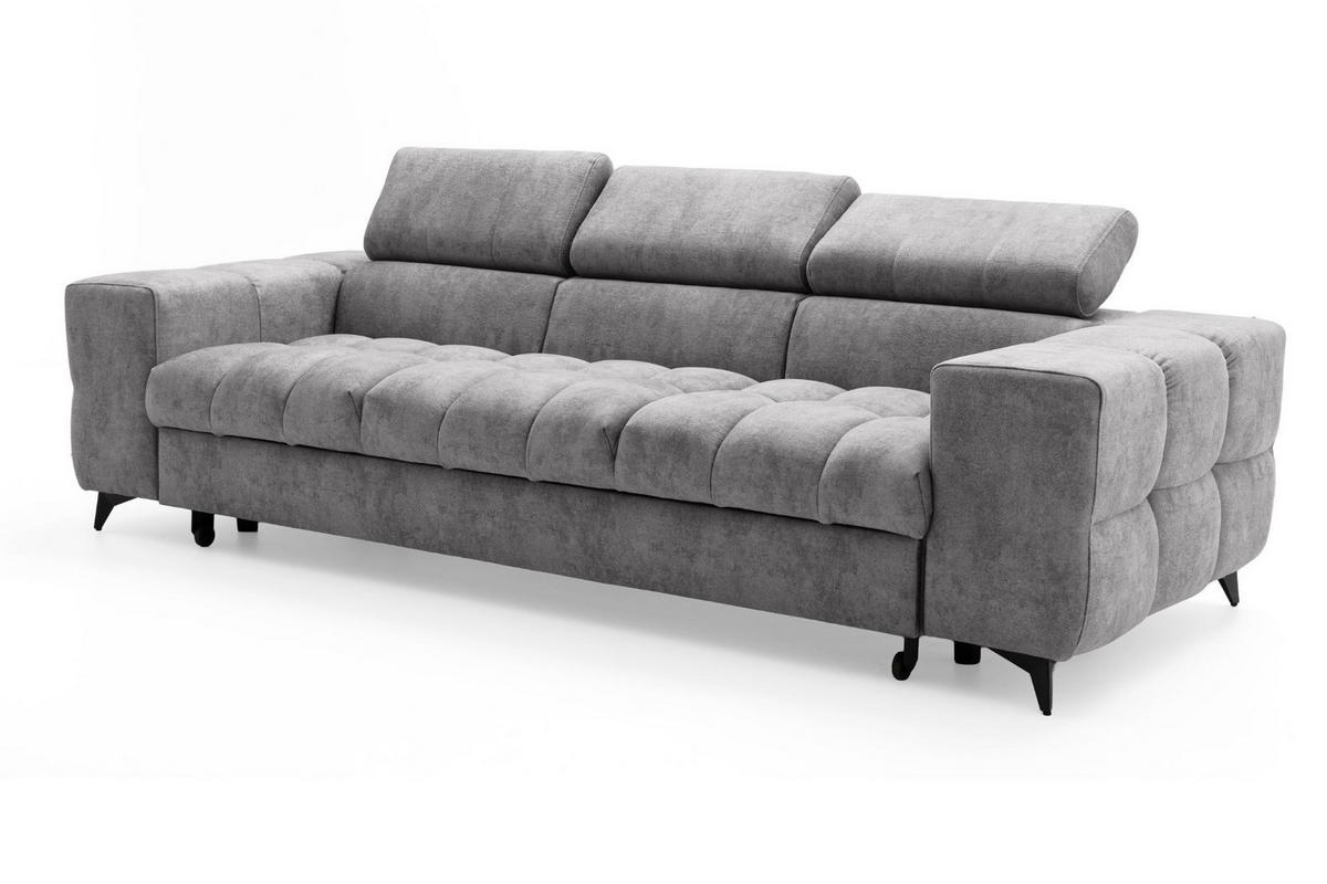 3-SITZER Sofa PUDDING mit Schlaffunktion 127x190 Velours Grau - Schwarz/Grau, Holz/Textil (260/90/100cm) - Muffo