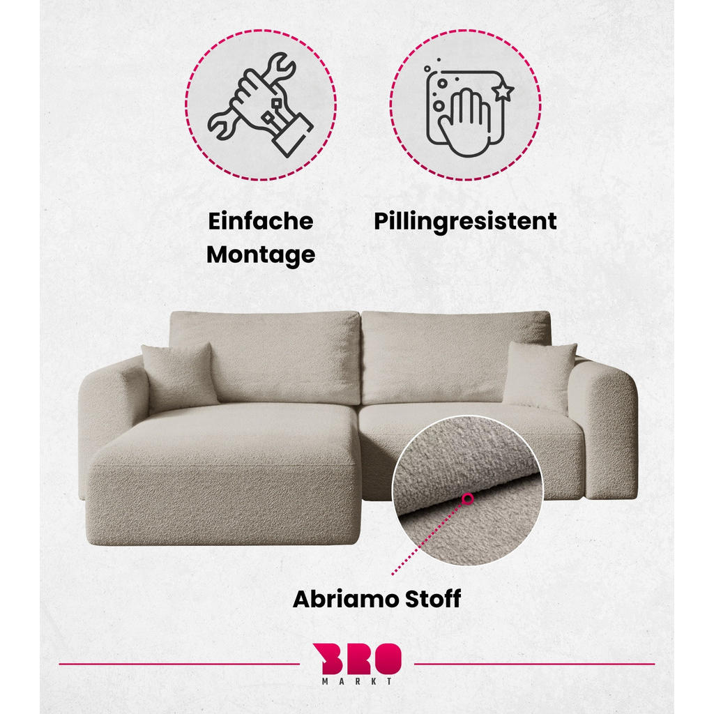 Thumbnail - Bromarkt Ecksofa, Beige, Textil, 3-Sitzer, L-Form,L-Form, 248x165 cm, Wohnzimmer, Sofas & Couches, Wohnlandschaften, Eck...