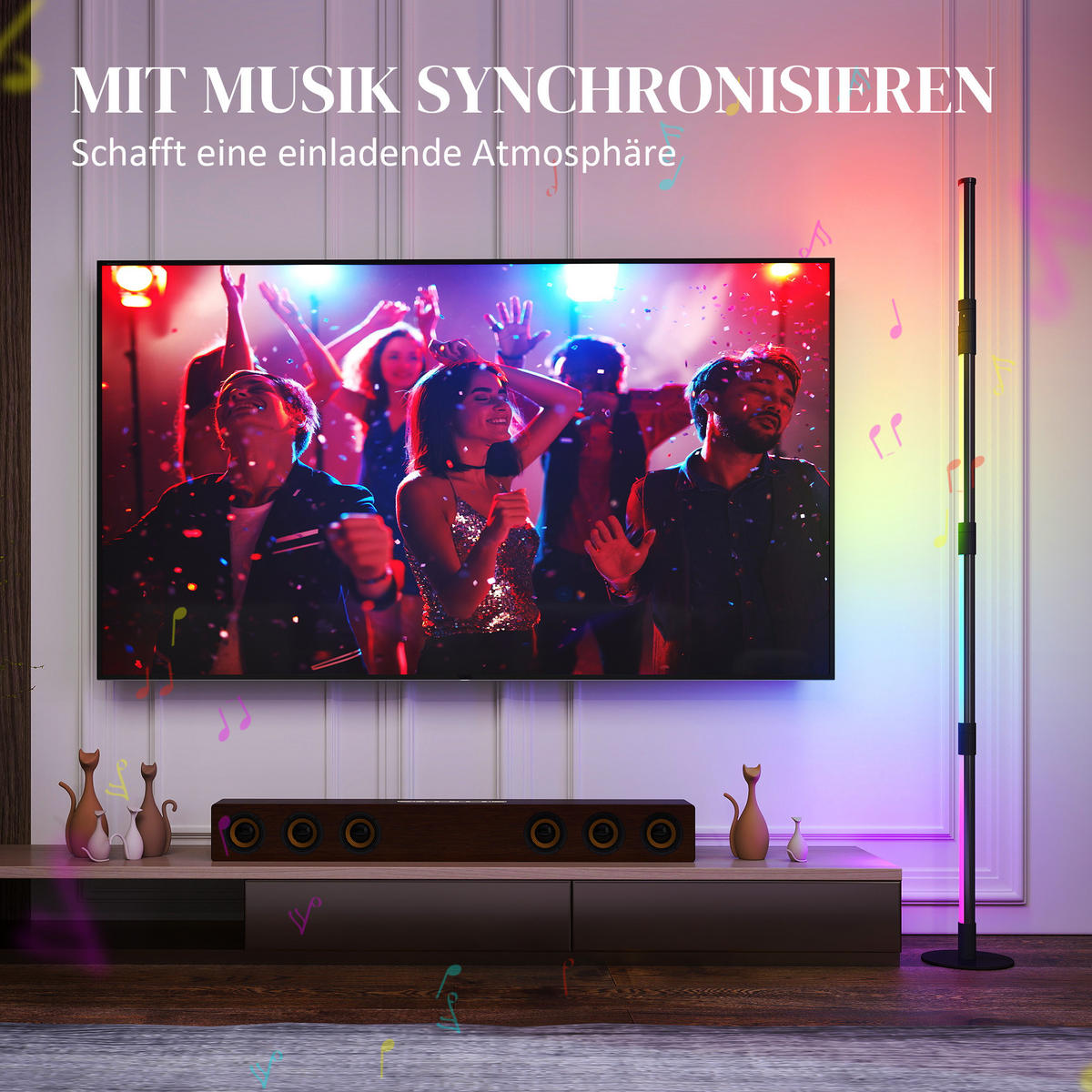 LED-STEHLAMPE Wohnzimmer Stehleuchte mit Fernbedienung, App-Steuerung Dunkelgrau - Dunkelgrau, Metall (18/18/159.5cm) - HOMCOM