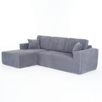 ECKSOFA Cord Grau mit 2 Kissen - Grau, Textil (235/128cm) - WISHDOR