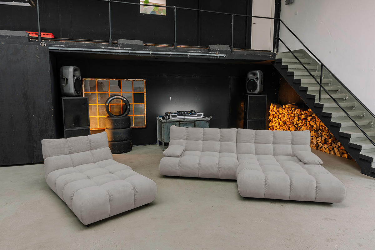 SITZGRUPPE VIVIEN 3ER SET Grau Cord - Grau, Kunststoff/Textil (359/85/510cm) - KAWOLA