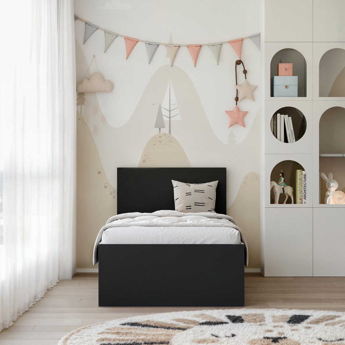 BETT SIMPLE 90/200 cm Bettkasten, ohne Matratze, Schwarz - Schwarz, Holz/Holzwerkstoff (90/200cm) - Idohome