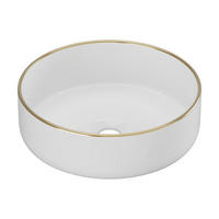 AUFSATZWASCHBECKEN rund - Keramik - Weiß mit goldfarbener Umrandung - 36 cm - LENISO II - Weiß, Keramik (36/12/36cm) - Vente-Unique
