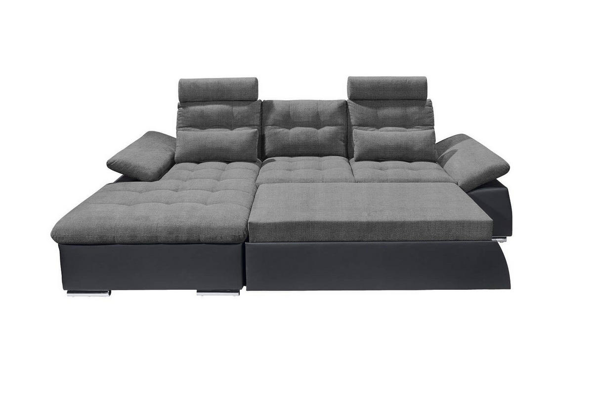 ECKSOFA mit Schlaffunktion und verstellbaren Armlehnen - Chromfarben/Zinkfarben, Kunststoff/Textil (268/170cm) - ed exciting design